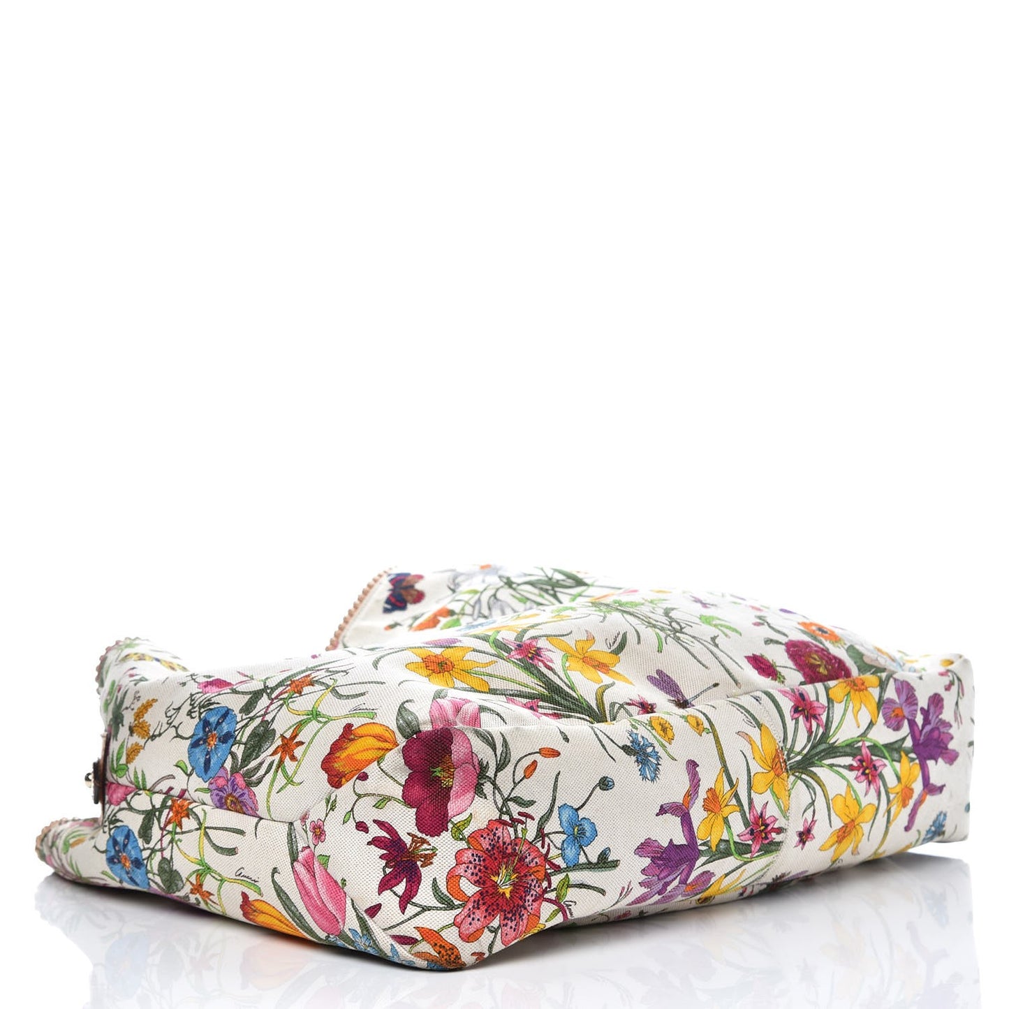 Canvas Flora Floral Large Horsebit Chain Hobo White