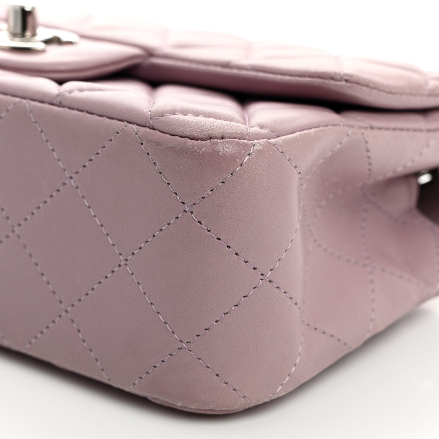 Lambskin Quilted Mini Rectangular Flap Light Purple
