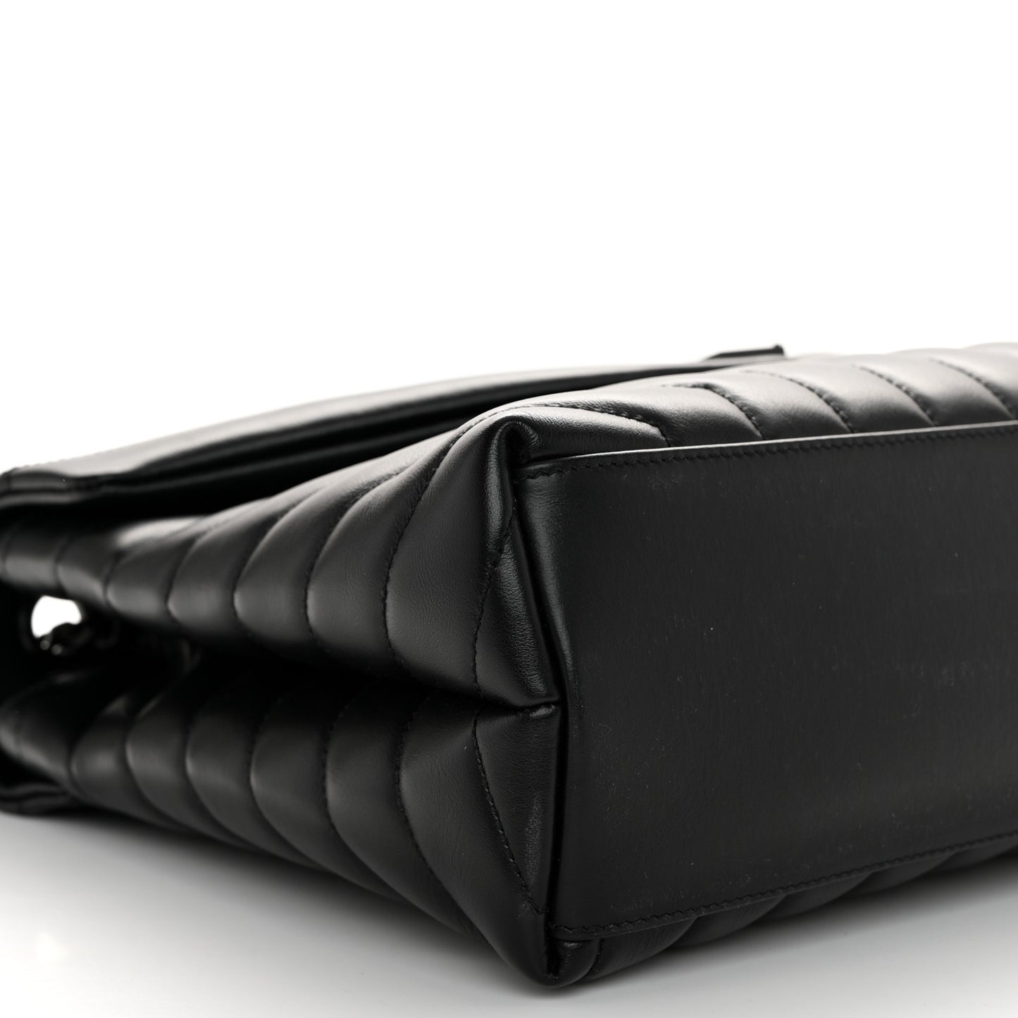 Calfskin Y Quilted Monogram Monochrome Medium Loulou Chain Satchel Black