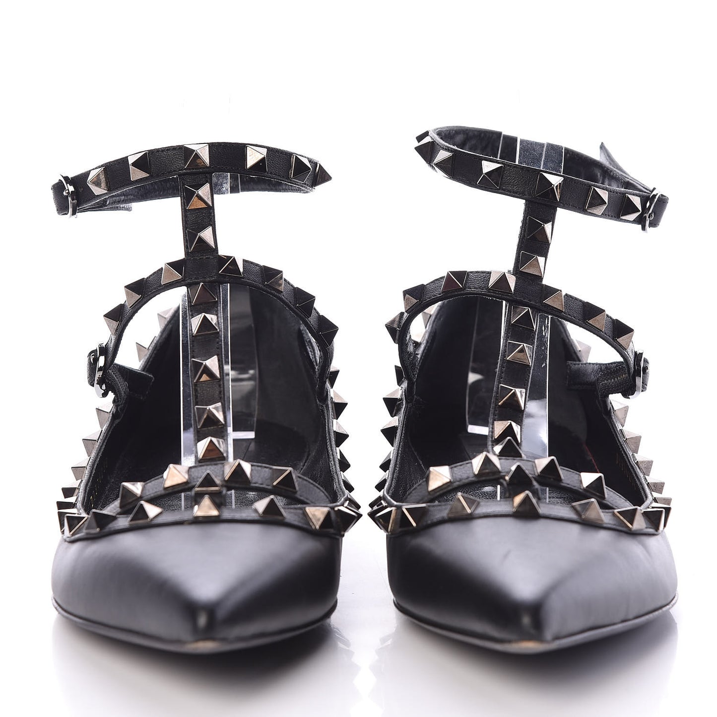 Nappa Rockstud Cage Ballerina Flats 38 Black