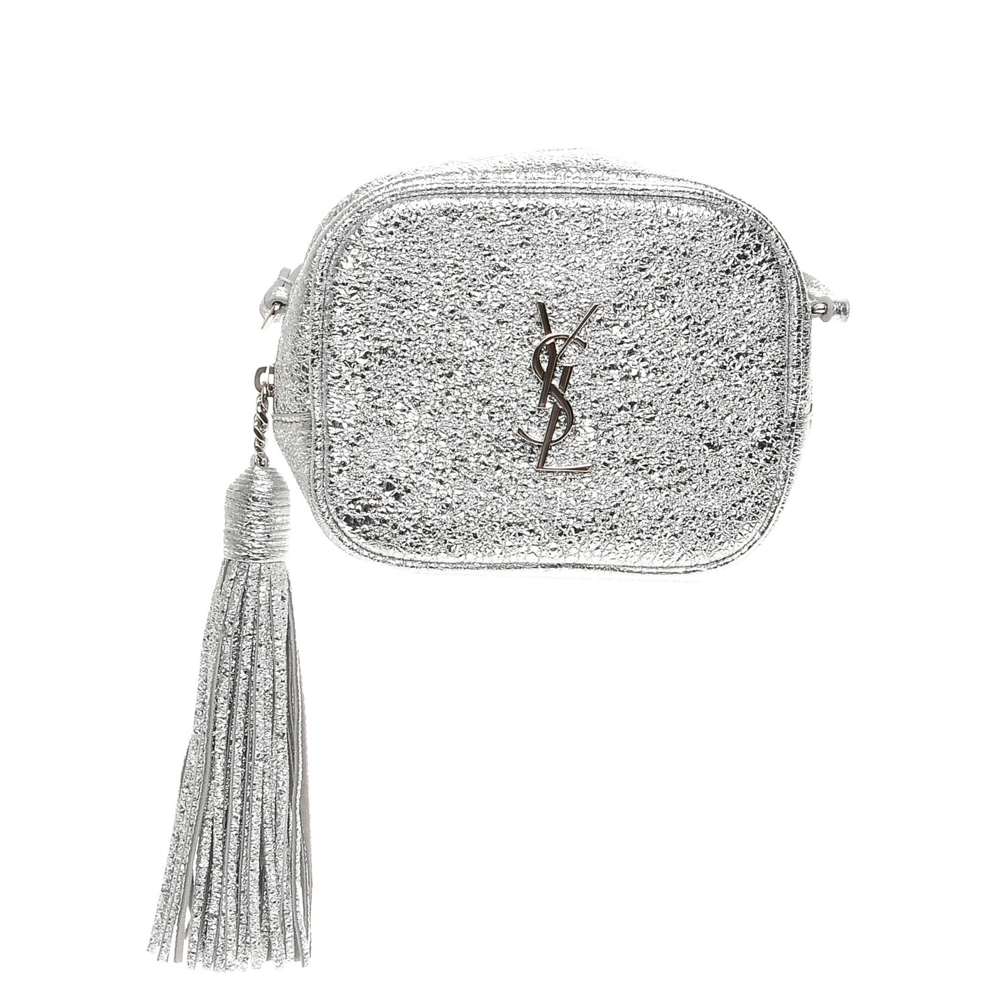 Metallic Calfskin Monogram Blogger Bag Argento Nero