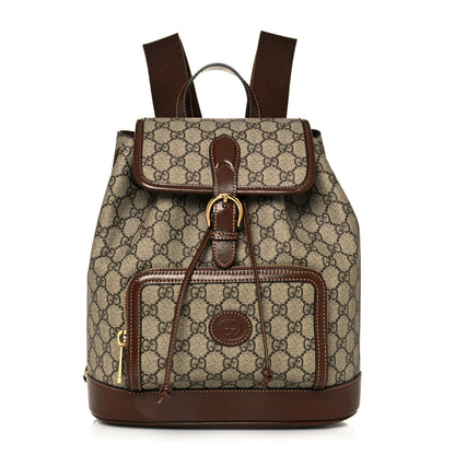 Gucci GG Supreme Monogram Azalea Calfskin Retro Interlocking G Buckle Backpack Beige Ebony Brown Sugar 1 of 12