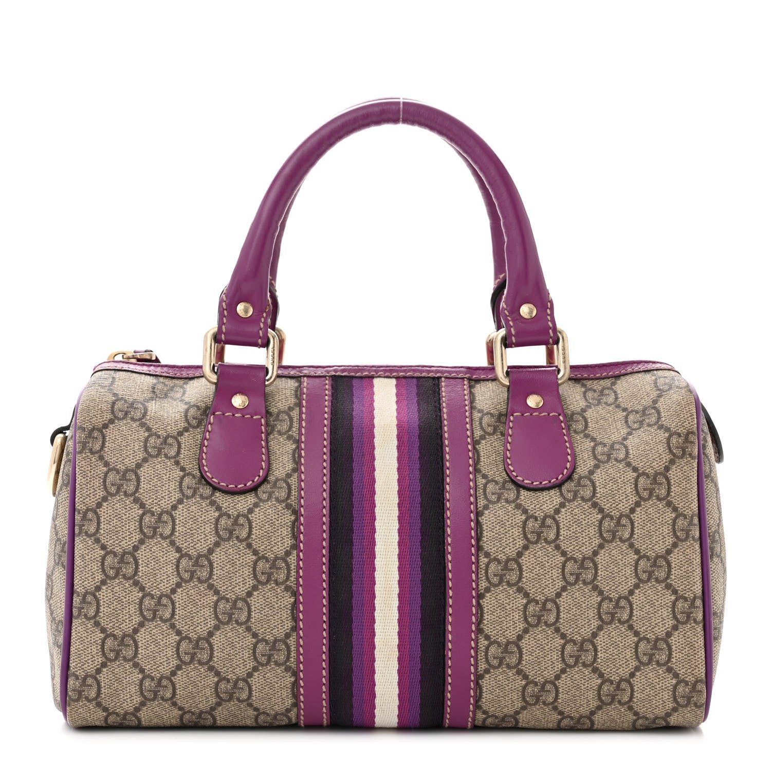 Gucci Monogram Vintage Web Small Boston Purple 1 of 13