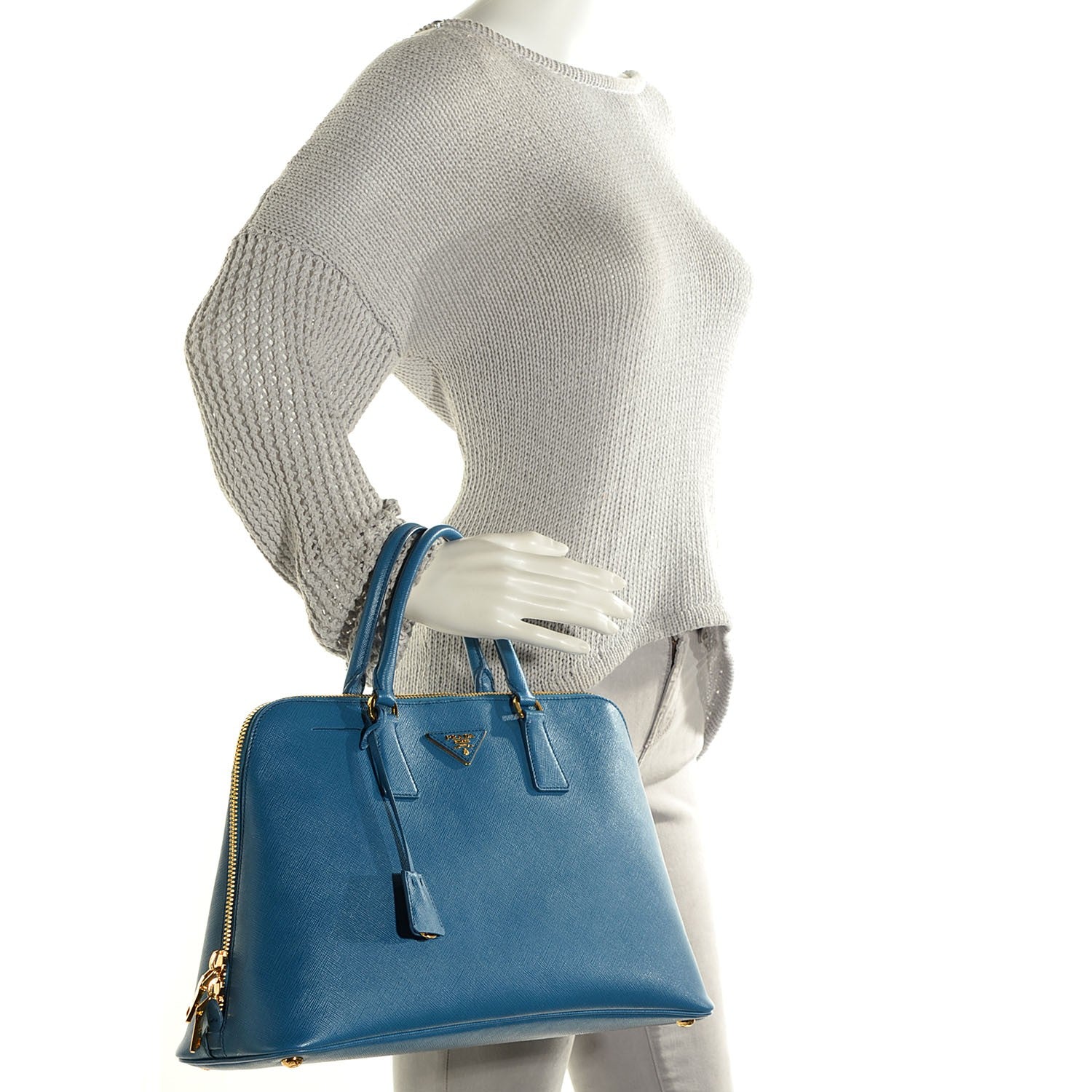 Prada Saffiano Lux Large Promenade Tote Cobalto 2 of 10