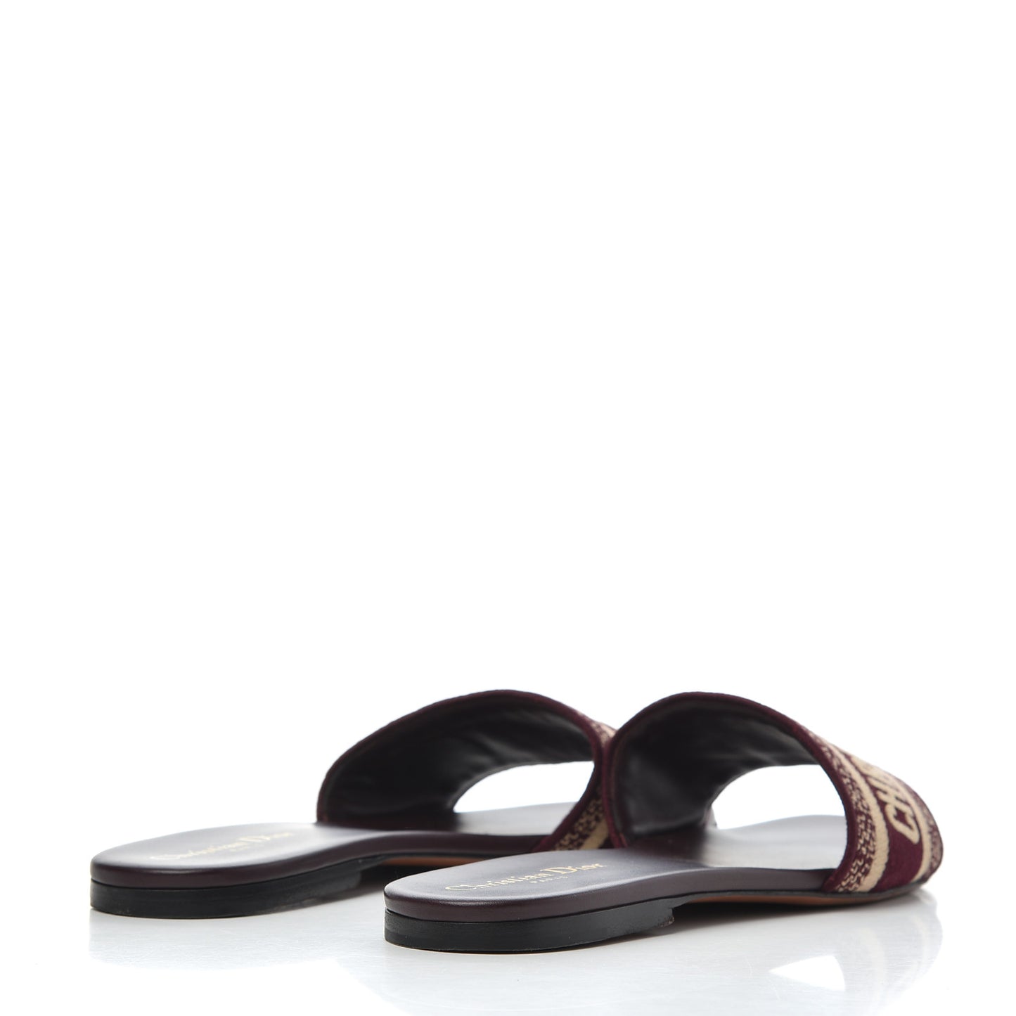 Canvas Embroidered Dway Mules Slide Sandals 40 Burgundy