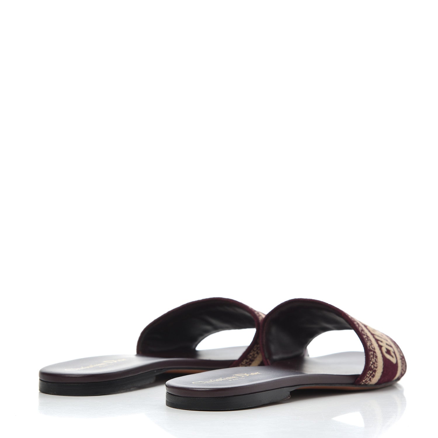 Christian Dior Canvas Embroidered Dway Mules Slide Sandals 40 Burgundy 4 of 16