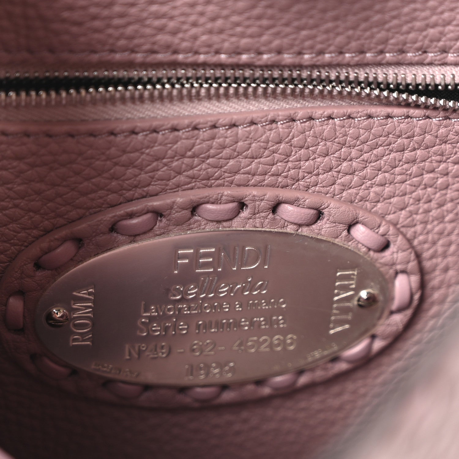 Fendi Cuoio Romano Selleria Macro Stitchings Mini Peekaboo Iconic Satchel Rose Camelia 5 of 8