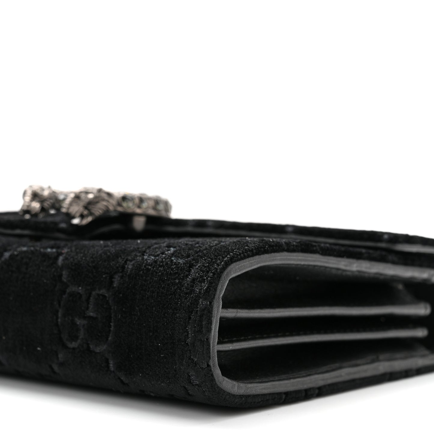 Velvet GG Monogram Mini Dionysus Chain Wallet Black