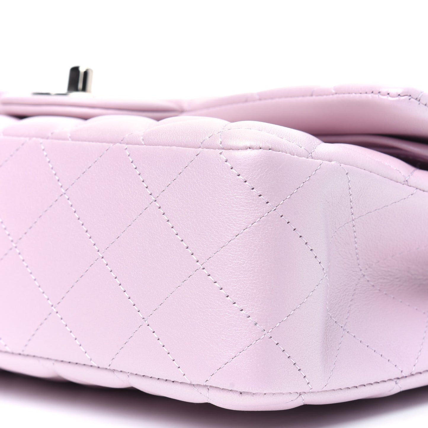 Iridescent Calfskin Quilted Medium Double Flap Light Pink