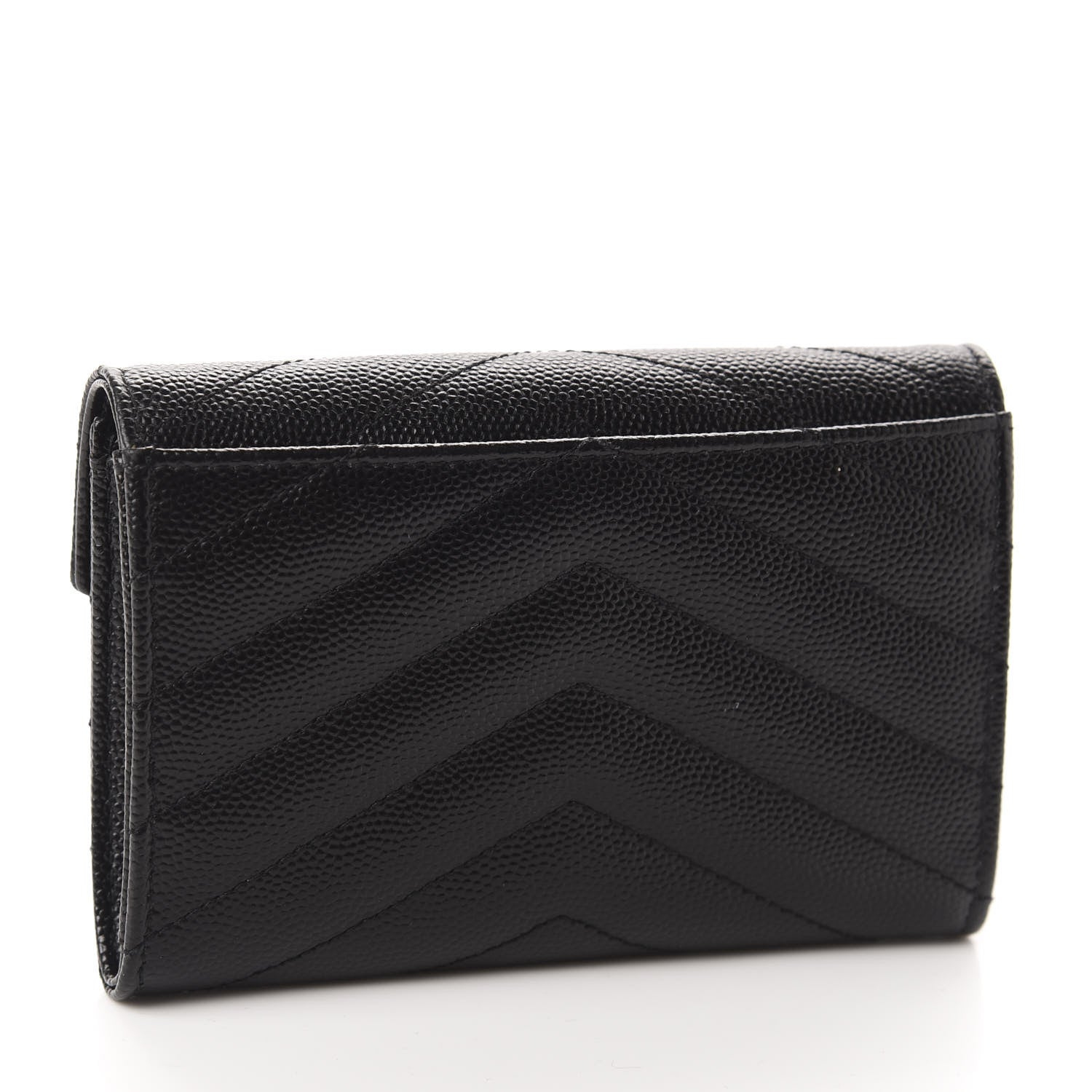Saint Laurent Grain De Poudre Matelasse Chevron Small Monogram Envelope Wallet Black 3 of 8
