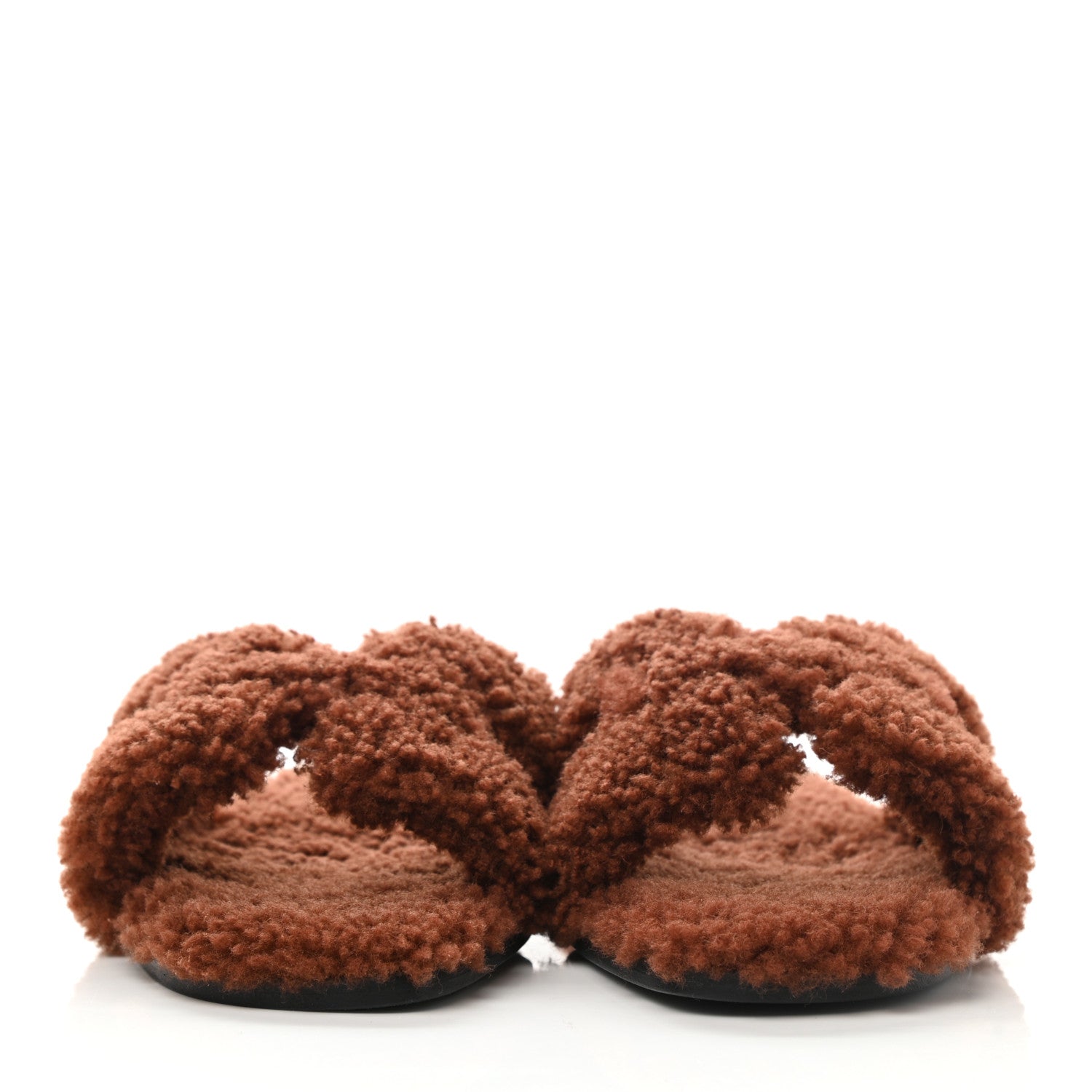 Hermes Woolskin Oran Sandals 37 Cognac 2 of 8