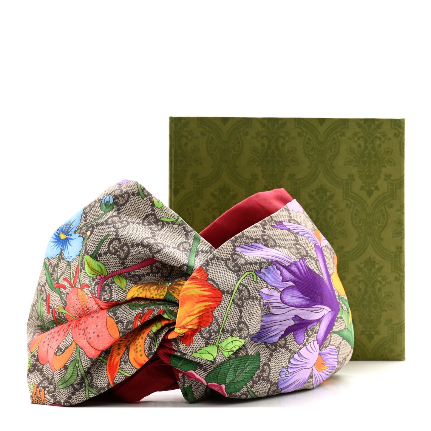 Silk Monogram Flora Print Headband M Red