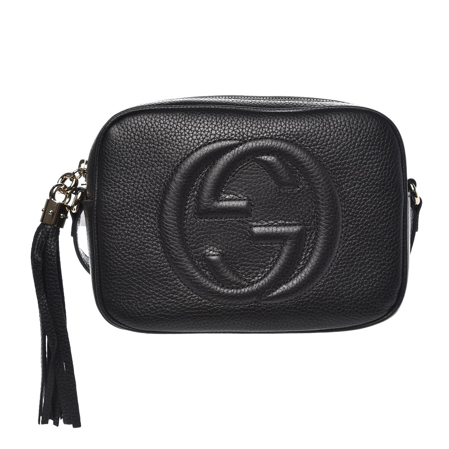 Pebbled Calfskin Small Soho Disco Bag Black