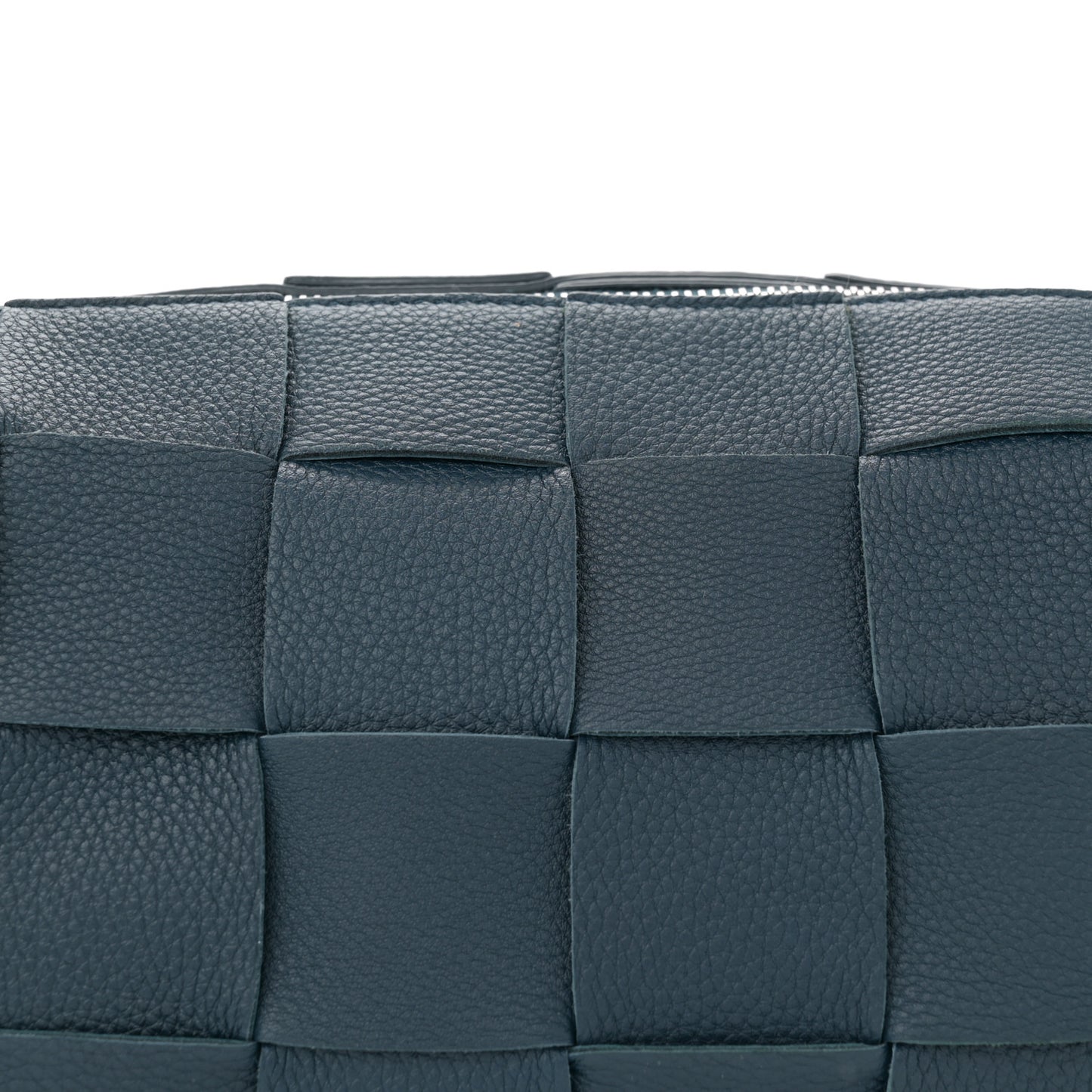 Grained Calfskin Maxi Intrecciato Brick Cassette Bag Deep Blue