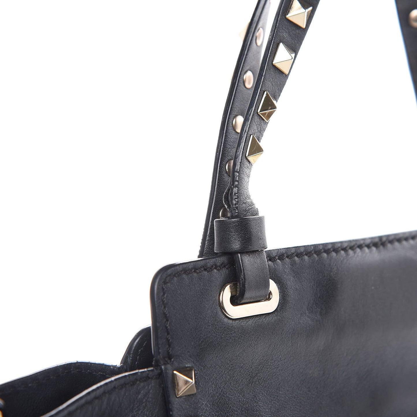 Vitello Mini Rockstud Tote Black