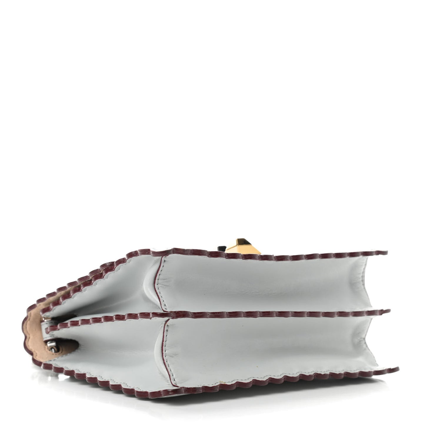 Vitello Liberty Scalloped Studded Small Kan I Shoulder Bag Grigio Perla