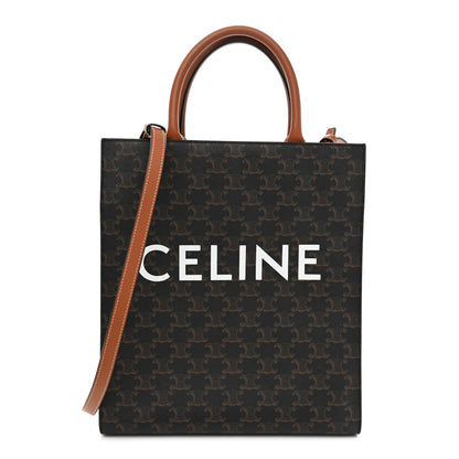 Celine Triomphe Canvas Calfskin Small Vertical Cabas Tan 1 of 10