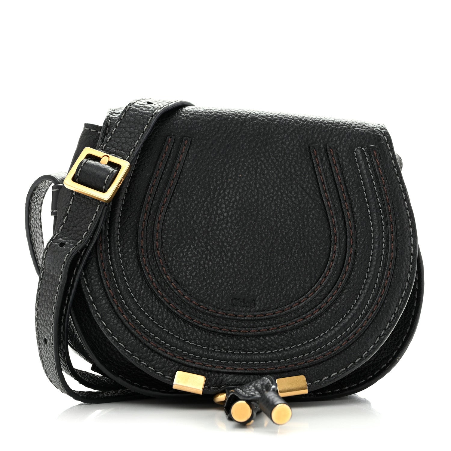 Chloe Grained Calfskin Small Marcie Saddle Bag Black 1 of 15
