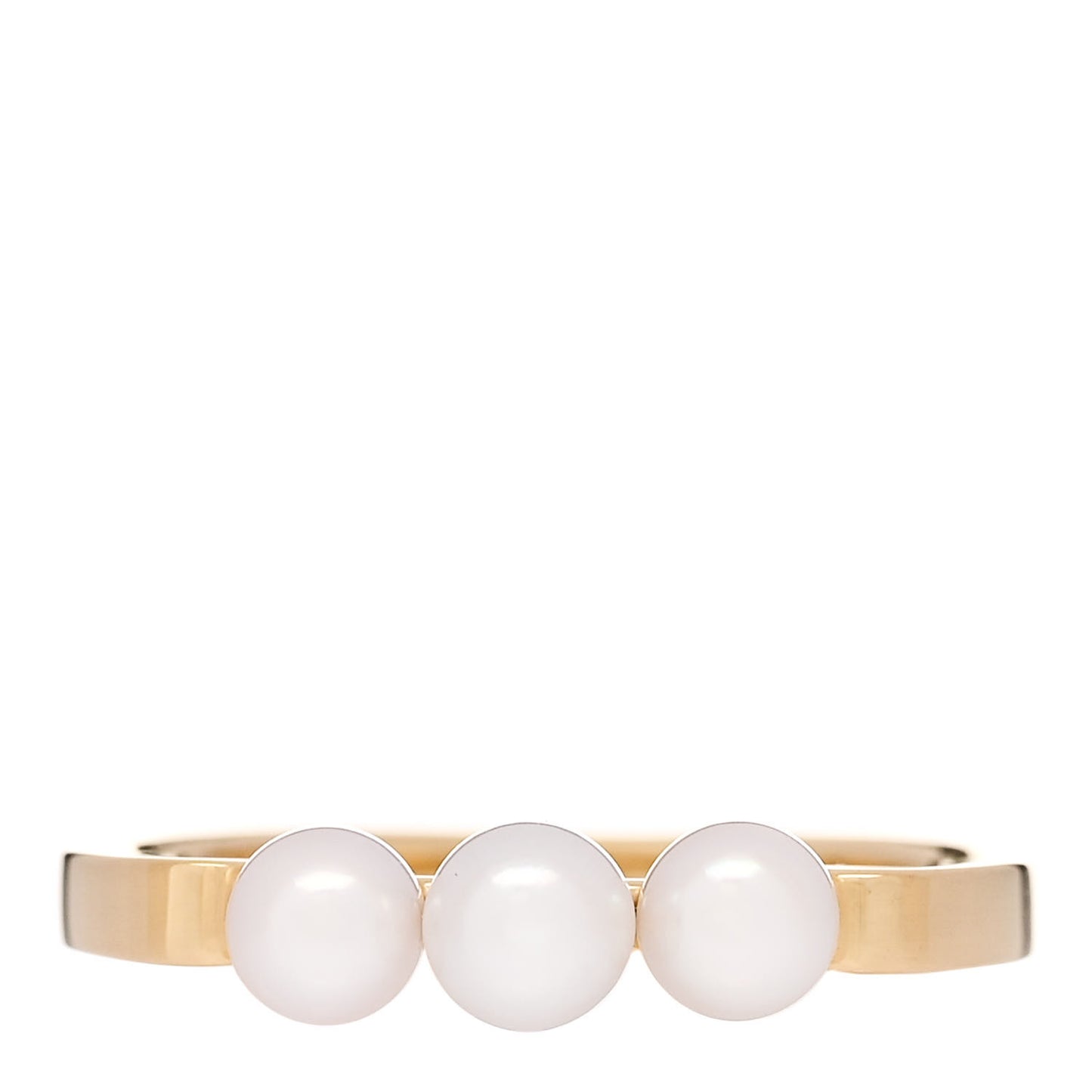 18K Yellow Gold Akoya Pearl Three Pearl Ring 49 5
