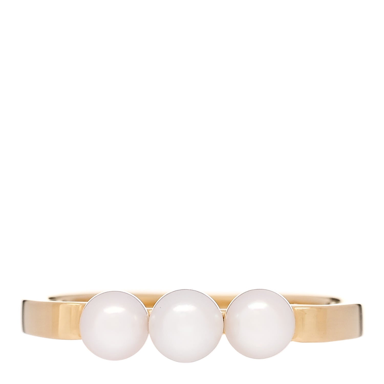 Mikimoto 18K Yellow Gold Akoya Pearl Three Pearl Ring 49 5 1 of 6