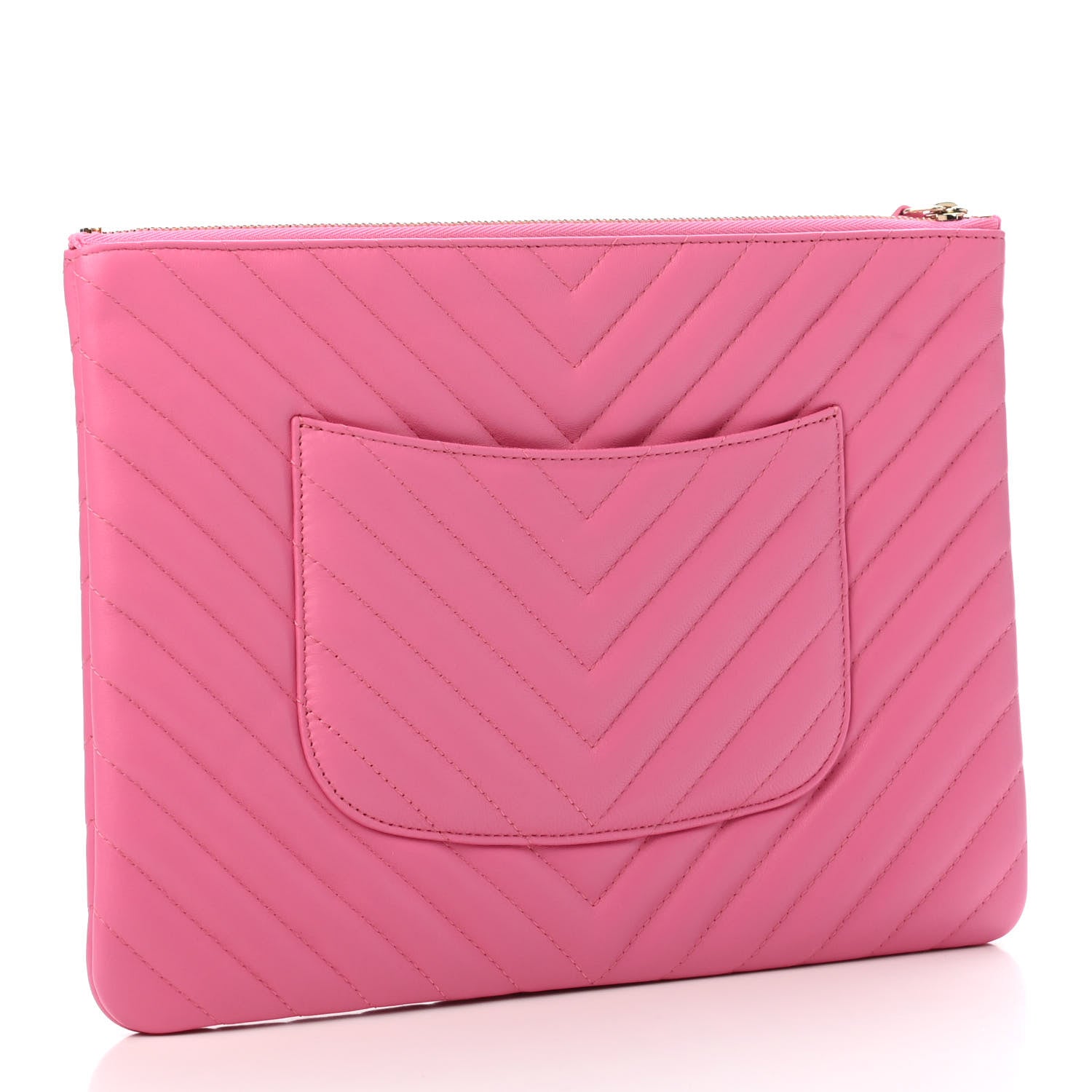 Chanel Lambskin Chevron Quilted Medium Cosmetic Case Pink 2 of 4