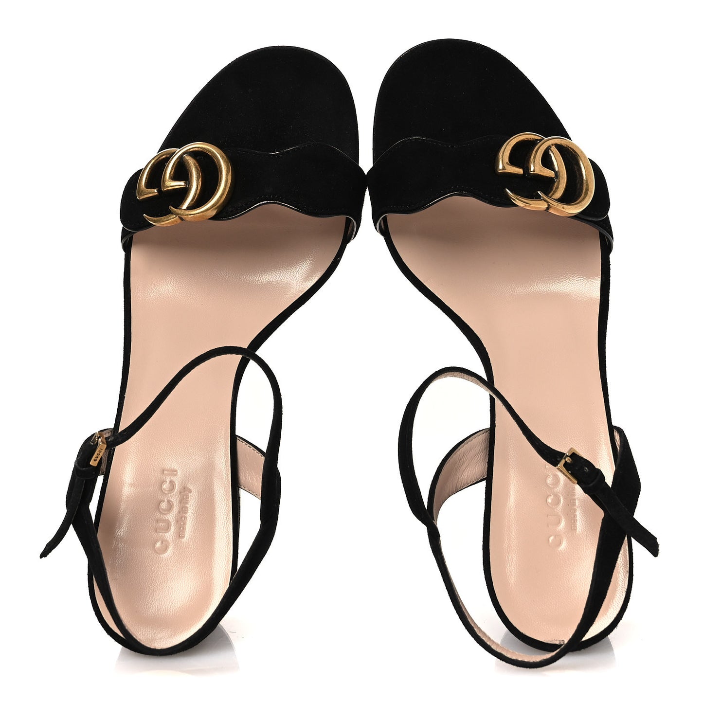 Kid Scamosciato GG Marmont Ankle Wrap 75mm Sandals 37 Black