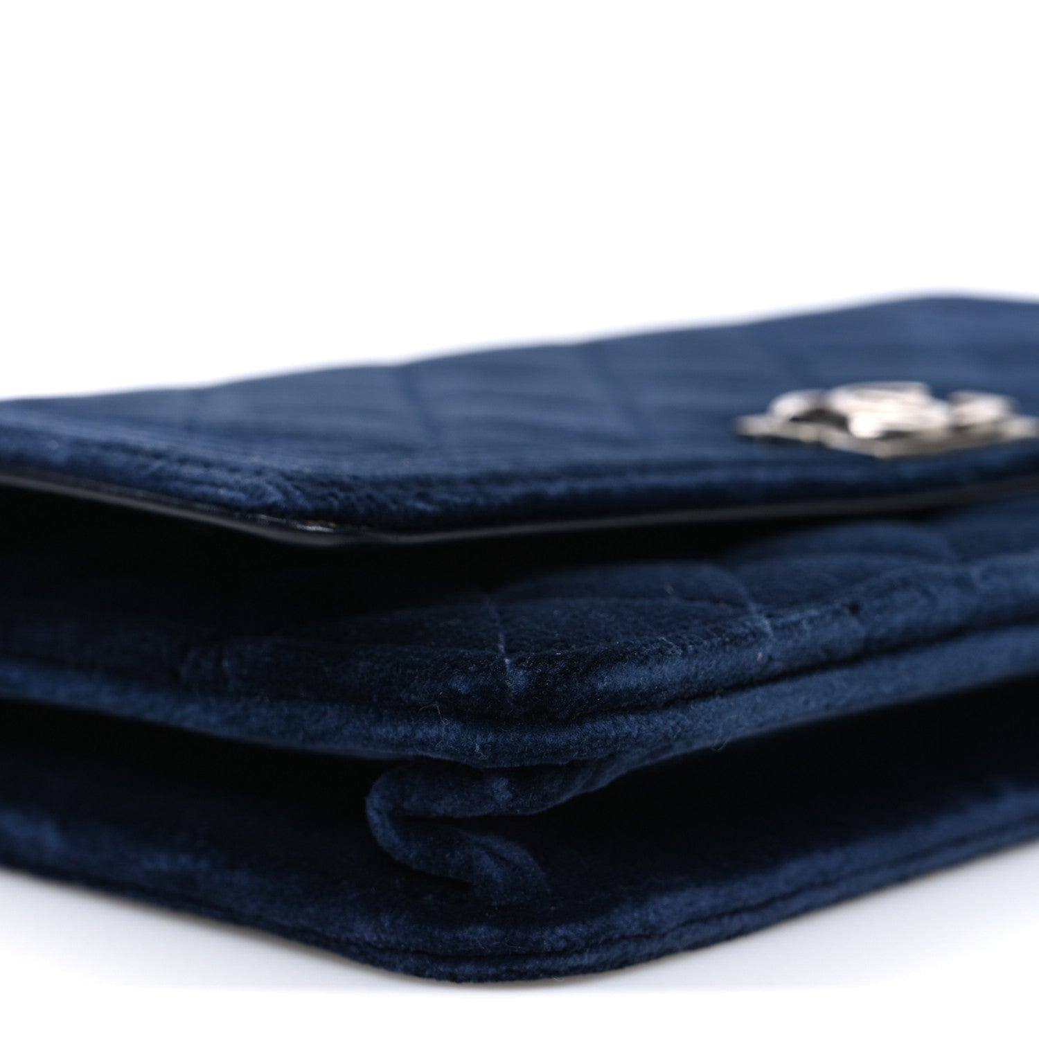 Chanel Velvet Quilted Boy Wallet On Chain WOC Blue 10 of 11