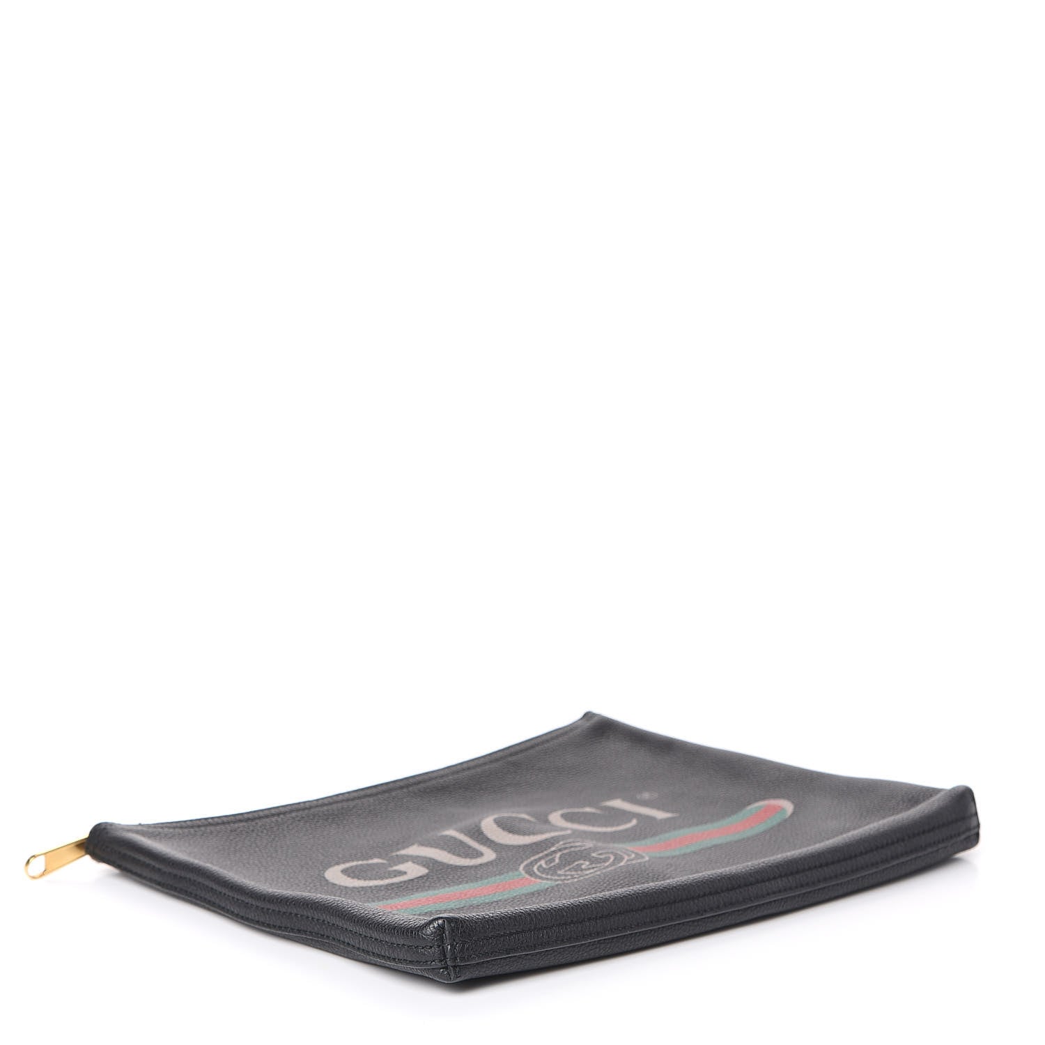 Gucci Pebbled Calfskin Medium Logo Portfolio Clutch Black 3 of 10
