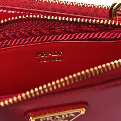 Prada Spazzolato Mini Triangle Chain Crossbody Pouch Cherry 7 of 12