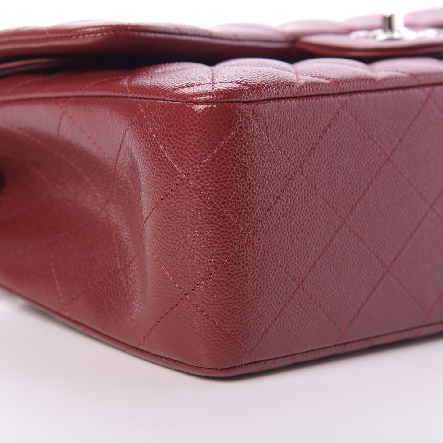 Caviar Quilted Jumbo Double Flap Dark Red