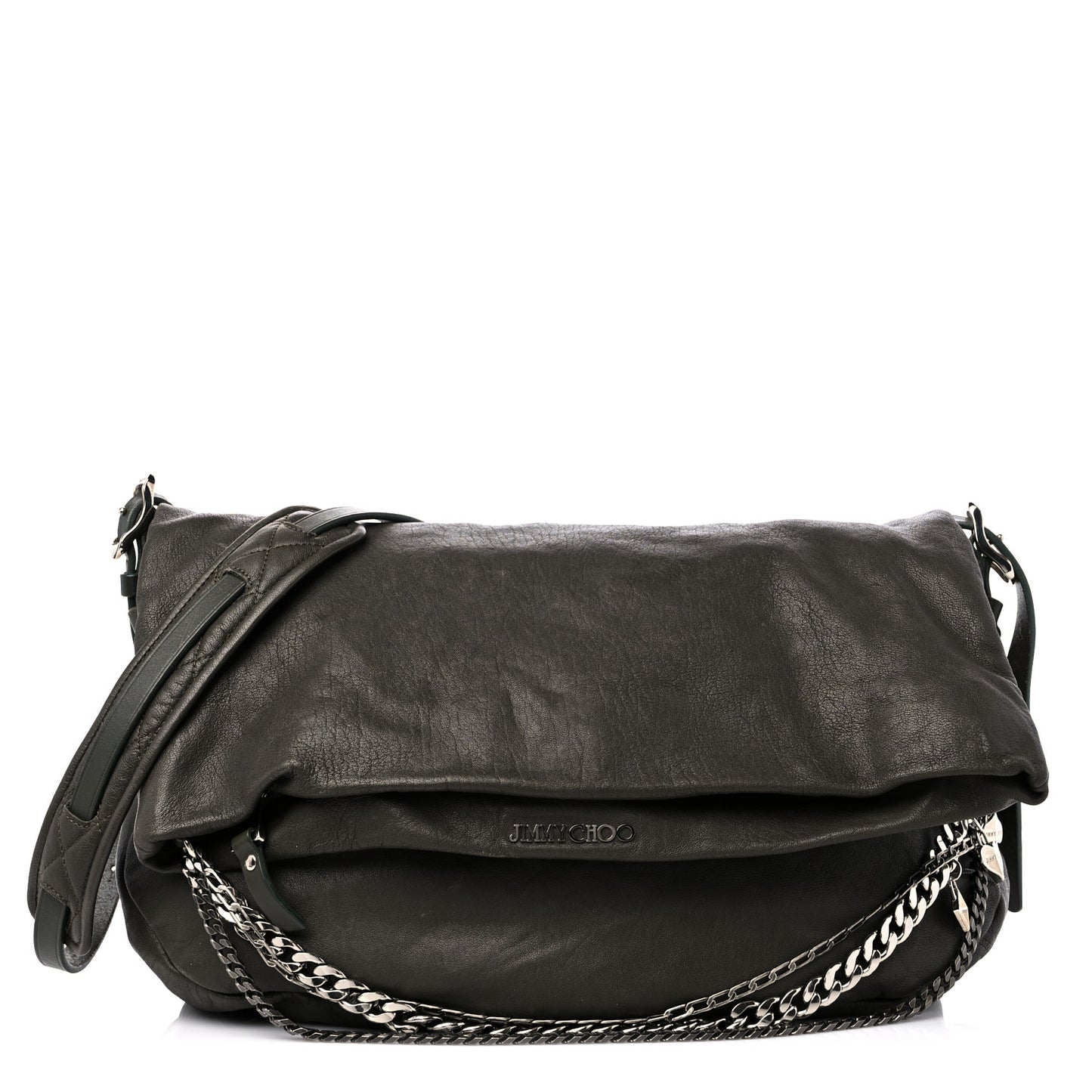 Soft Vachetta Small Biker Saddle Chain Satchel Green