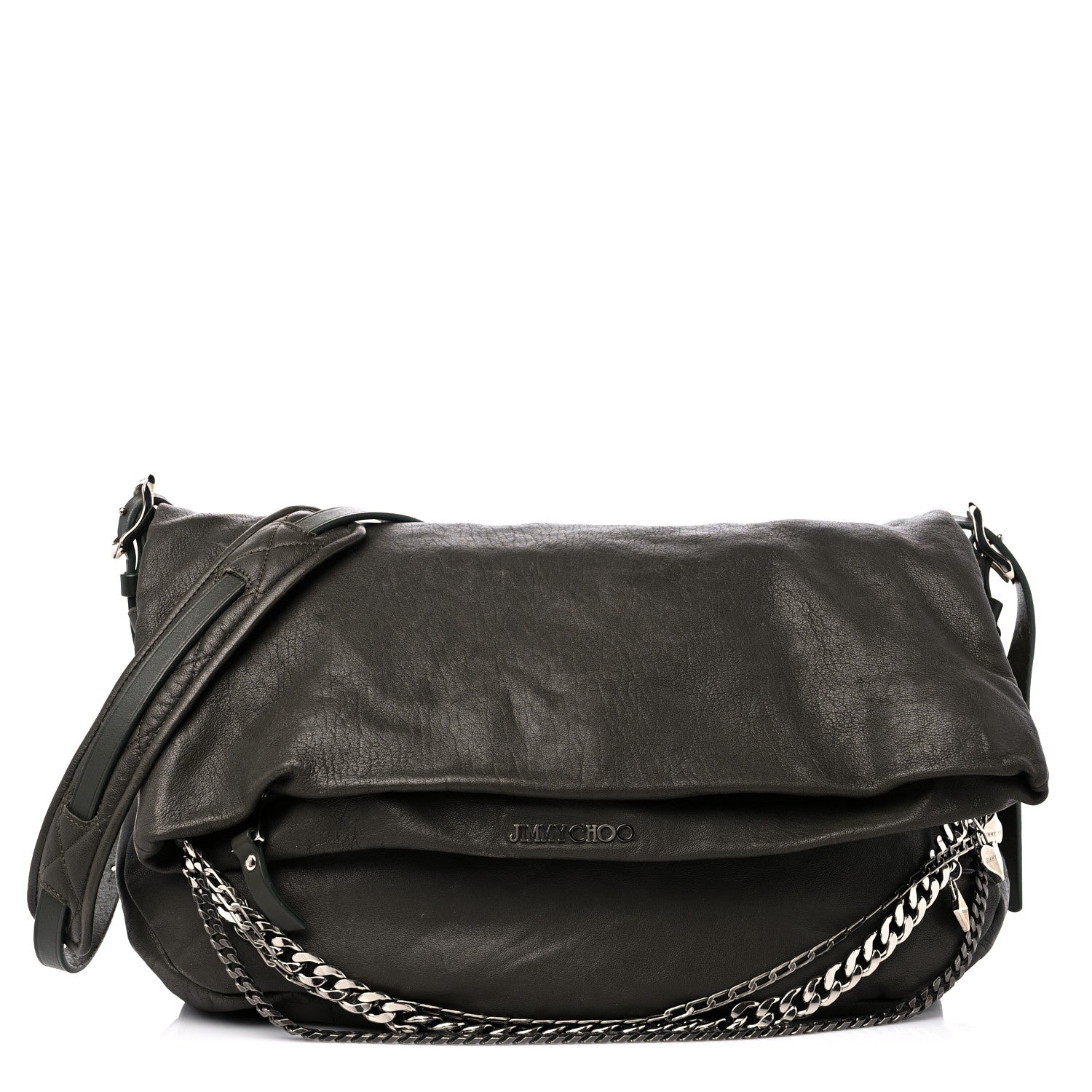 Jimmy Choo Soft Vachetta Small Biker Saddle Chain Satchel Green 1 of 20