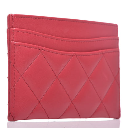 Chanel Lambskin Quilted Card Holder Dark Pink 3 of 9