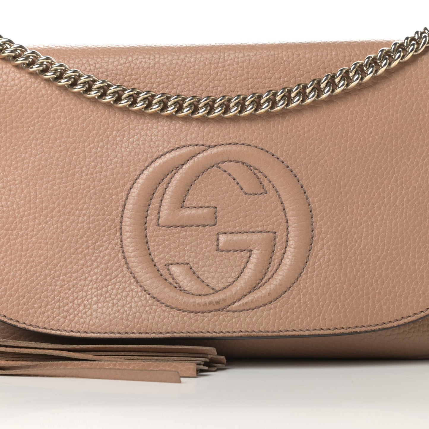 Pebbled Calfskin Medium Soho Flap Crossbody Camelia