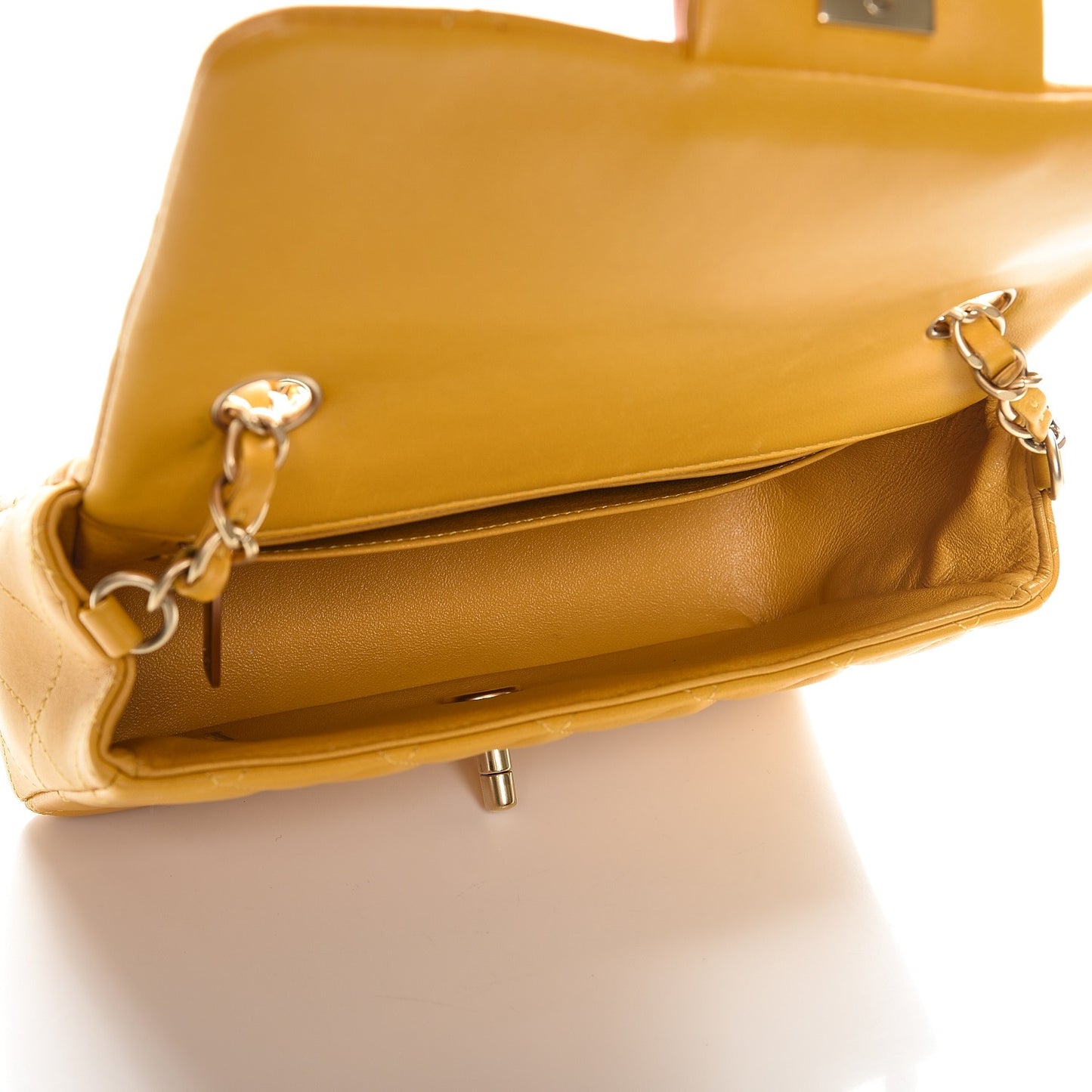 Lambskin Quilted Mini Rectangular Flap Yellow