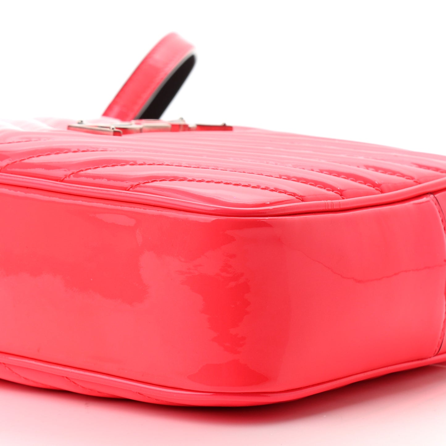 Patent Calfskin Matelasse Monogram Lou Camera Bag Neon Pink