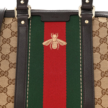 Gucci Monogram Vintage Web Medium Webby Bee Boston Dark Brown 8 of 12