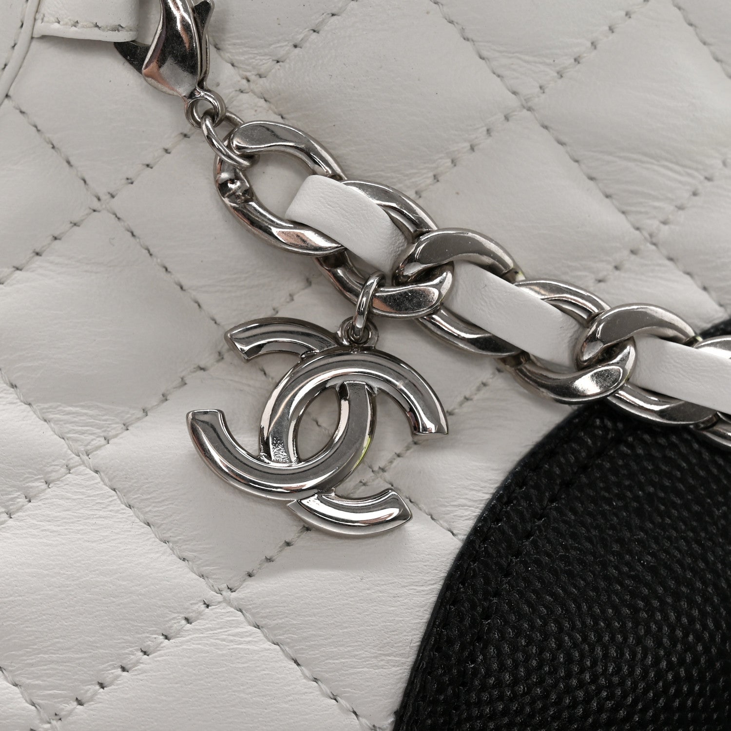 Chanel Caviar Calfskin Quilted Chain Lace Up Combat Boots 40 White Black 11 of 13