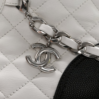 Chanel Caviar Calfskin Quilted Chain Lace Up Combat Boots 40 White Black 11 of 13