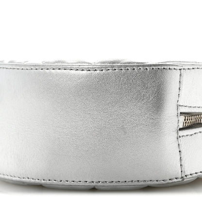 Chanel Metallic Calfskin Quilted Round Bracelet Clutch With Chain Silver 10 of 12