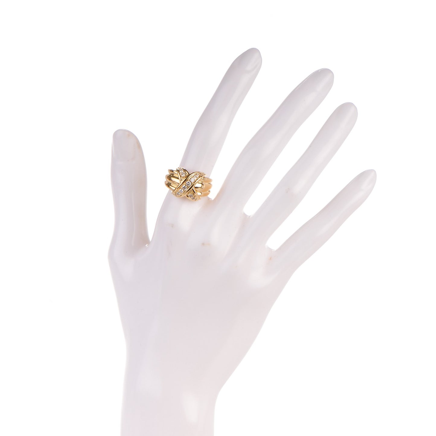 18K Yellow Gold Diamond Schlumberger Ring 51.5 6