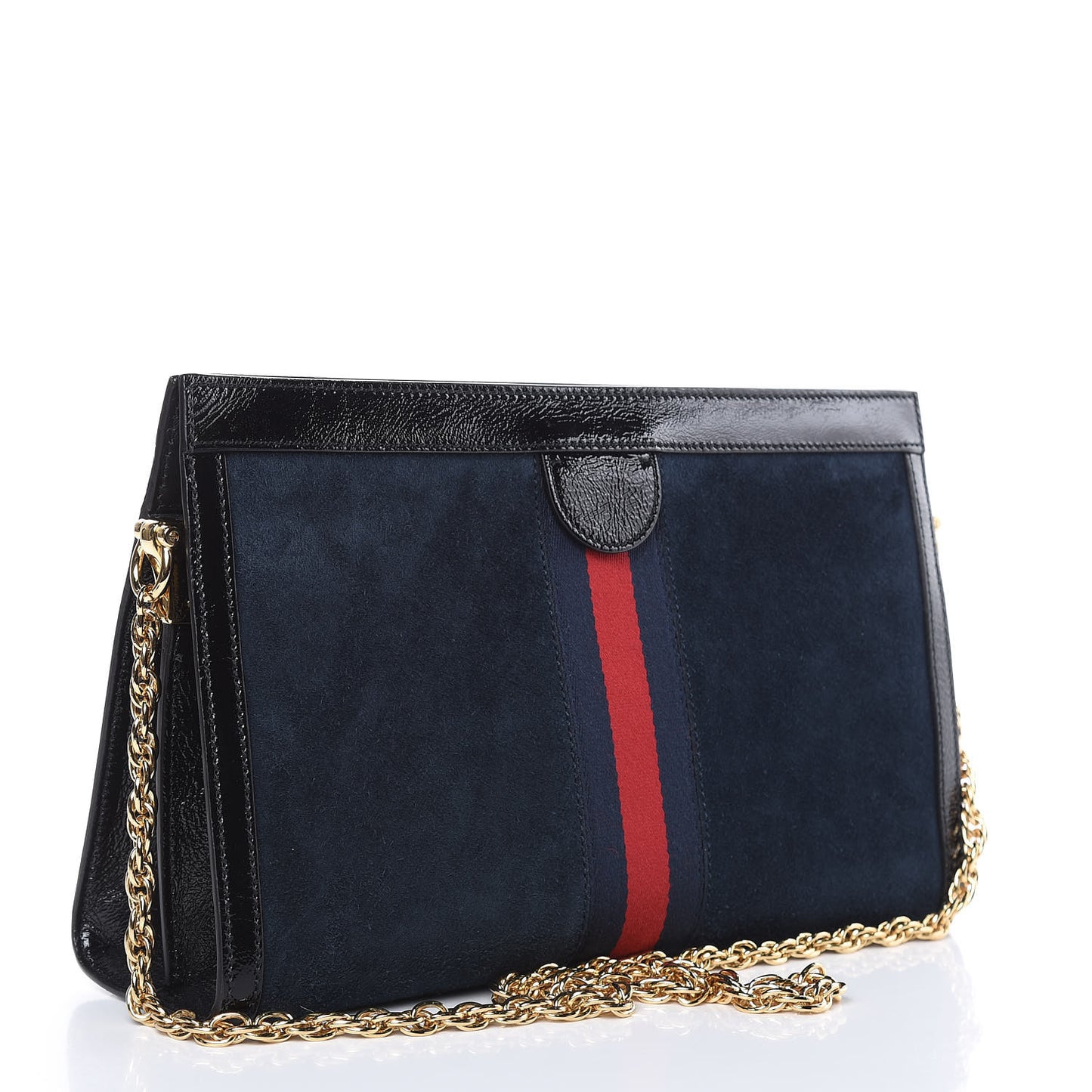 Suede Patent Web Dragon Embroidered Medium Ophidia Chain Shoulder Bag Blue Multicolor Black