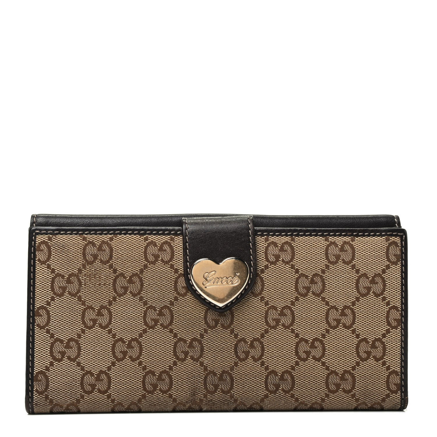 Gucci Monogram Heart Continental Wallet Dark Brown 1 of 7