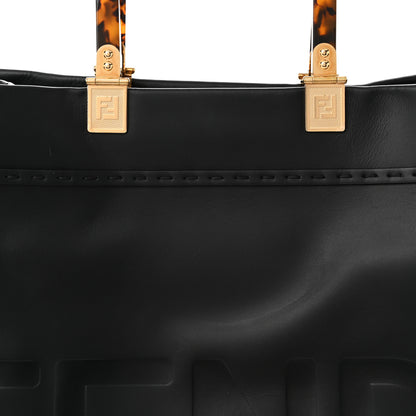 Fendi Vitello King Plexiglass Large Fendi Sunshine Shopper Tote Black 7 of 9