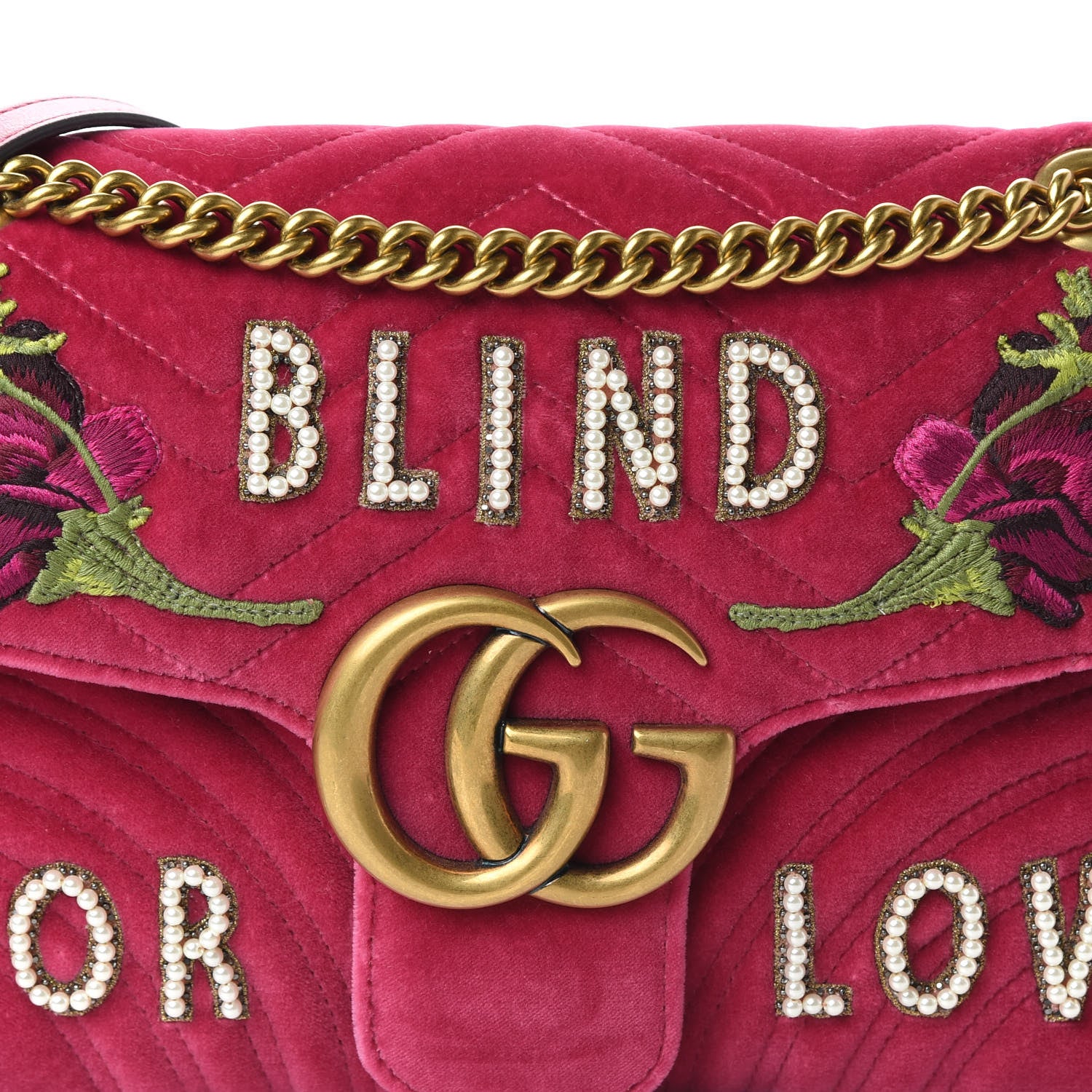 Gucci Velvet Matelasse Blind for Love Embroidered Medium GG Marmont Shoulder Bag Light Raspberry Rose Multicolor 10 of 10