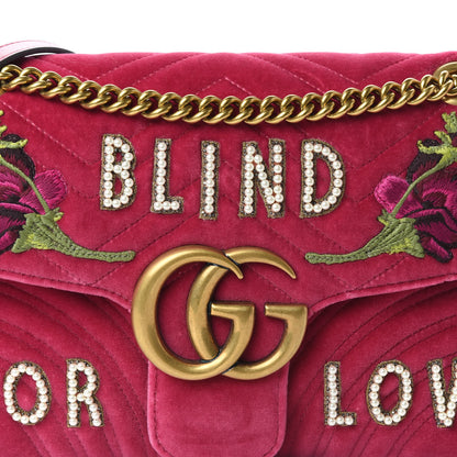 Gucci Velvet Matelasse Blind for Love Embroidered Medium GG Marmont Shoulder Bag Light Raspberry Rose Multicolor 10 of 10