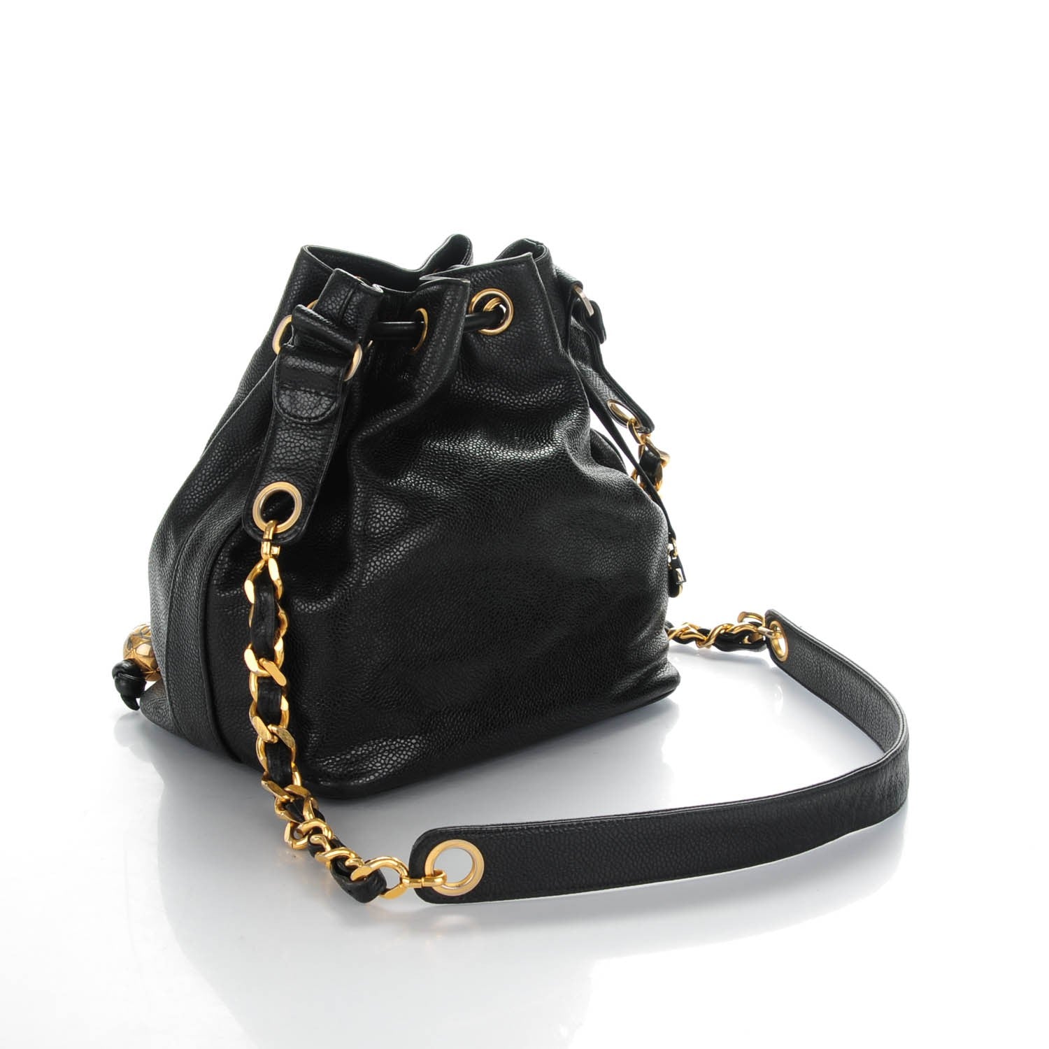 Chanel Caviar CC Drawstring Shoulder Bag Black 3 of 9