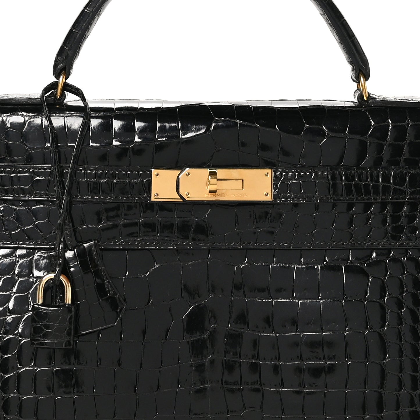 Shiny Porosus Crocodile Kelly Sellier 32 Black