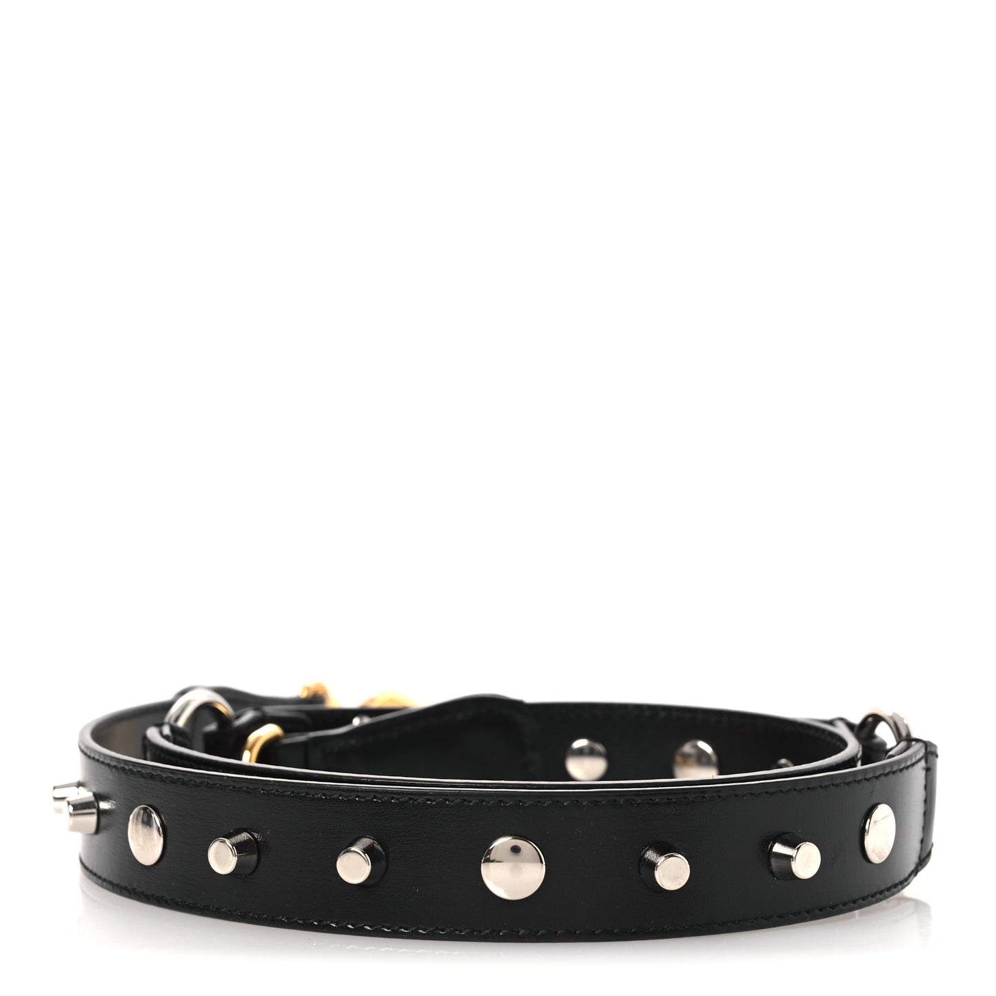 Calfskin Studded Logo Shoulder Strap Black