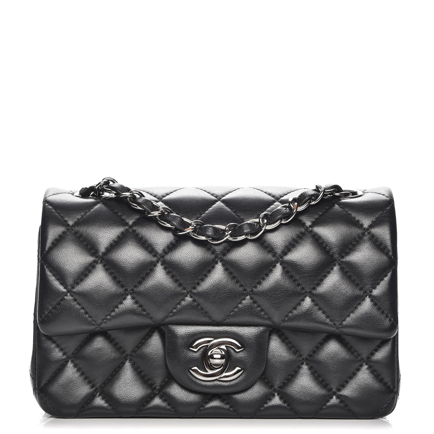 Chanel Lambskin Quilted Mini Rectangular Flap Black 1 of 8